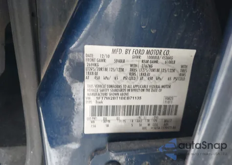 2011 Ford F-250 Lariat z USA, uszkodzony, nr VIN 1FT7W2BT1BEB71135